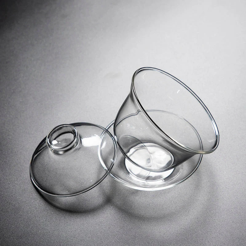 Pyrex Sancai Gaiwan Tea Cup - Elegant Minimalist Design for Premium Tea Enjoyment