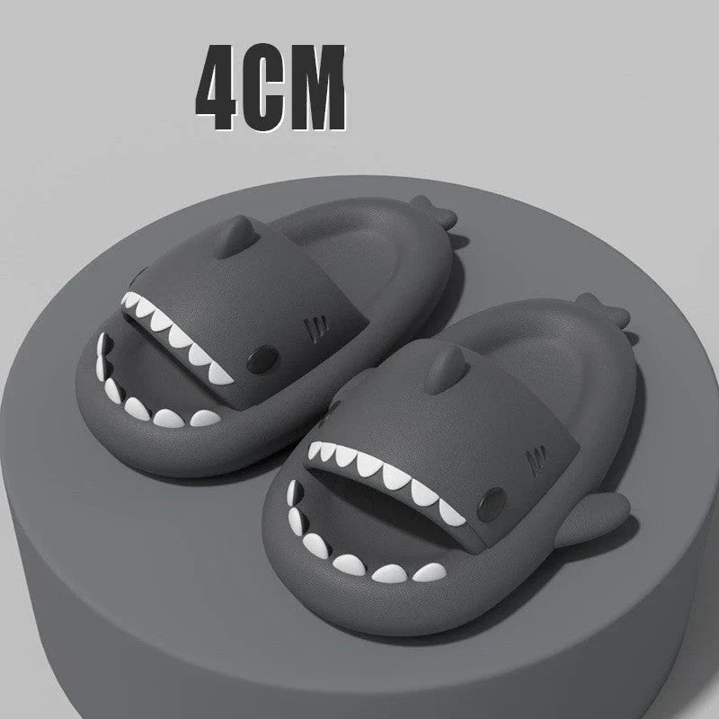 Cozy shark-themed slippers made of plush EVA material for indoor and outdoor wear with customized support