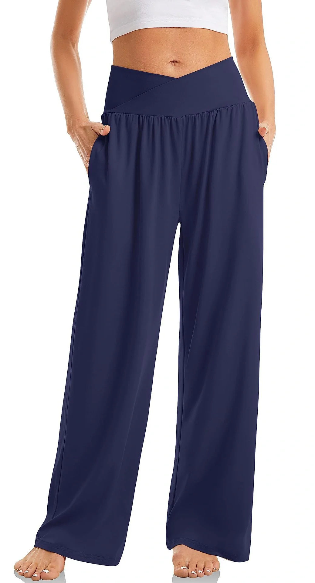 Women's Cross-Waist Yoga Trousers in various colours for comfort and style