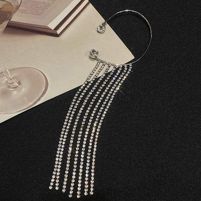 Long geometric tassel earrings with 14K real gold plating, available in gold and silver finishes