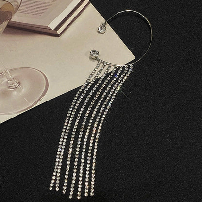 Long geometric tassel earrings with 14K real gold plating, available in gold and silver finishes