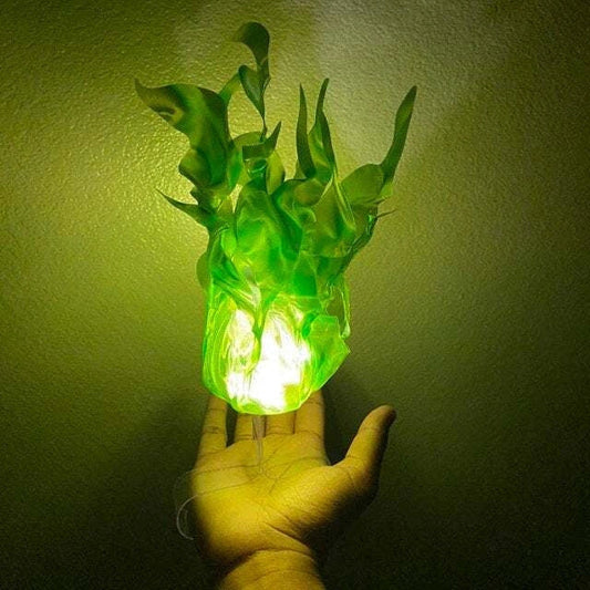 LED Luminous Floating Fireball Flame Ornaments for Halloween decoration in blue, green, grey, and red