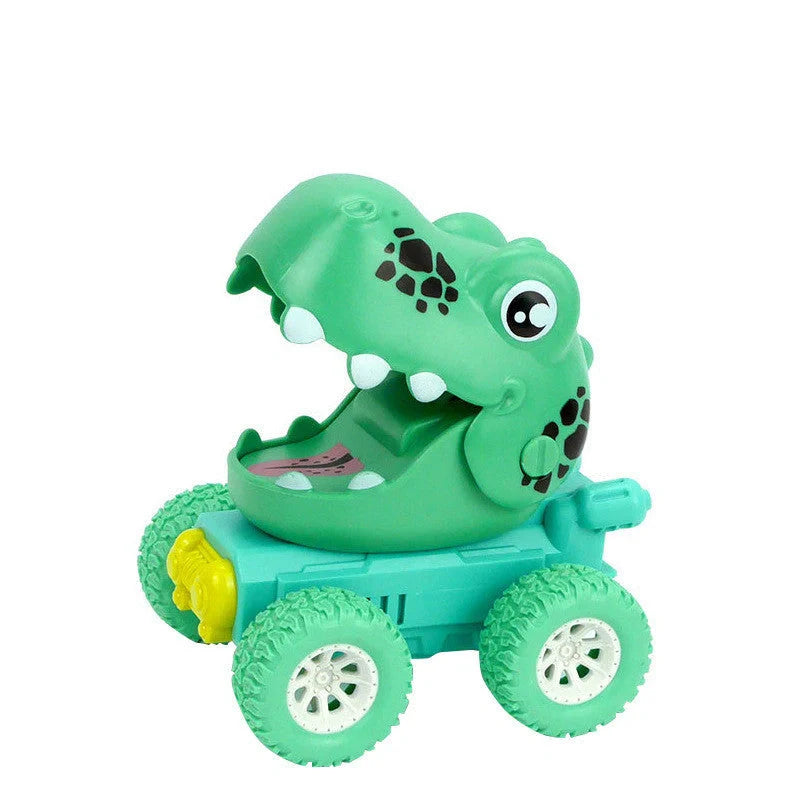 Dinosaur and animal themed push and slide toy car for kids, encouraging active play and imagination.