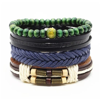 Men's genuine leather vintage braided bracelet with adjustable closure