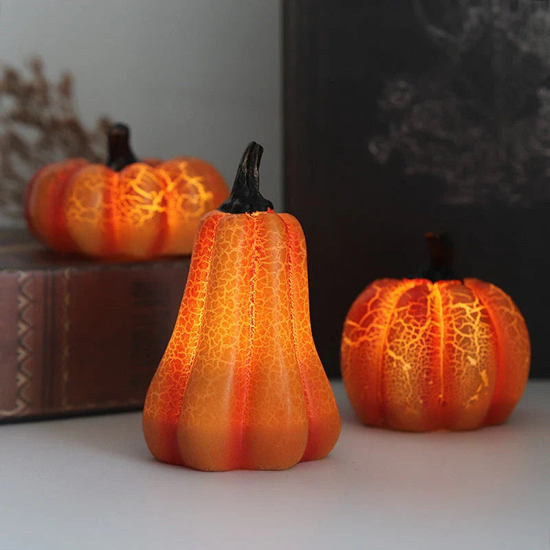 Enchanting Halloween Pumpkin Lantern with vivid pumpkin texture and warm LED lighting