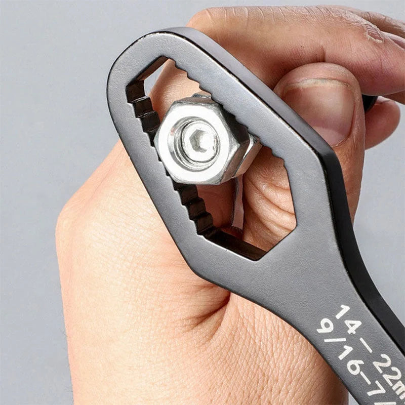 Versatile dual-head wrench made of durable 45# steel with a sleek galvanized finish, designed for a range of household tasks
