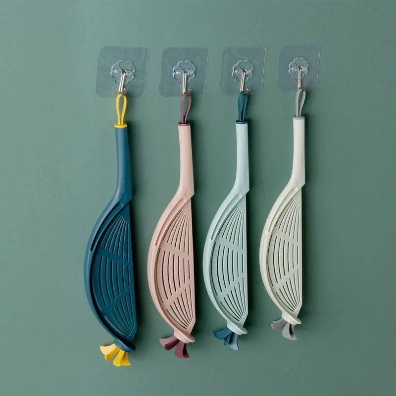 Multifunctional household colander in pink, beige, light blue, or navy blue with water baffle drainage design