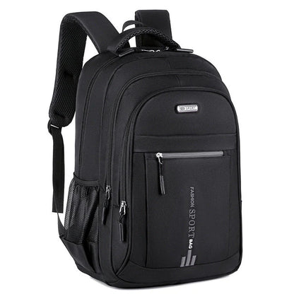 Men's large capacity anti-theft computer backpack in green, blue, black, and orange