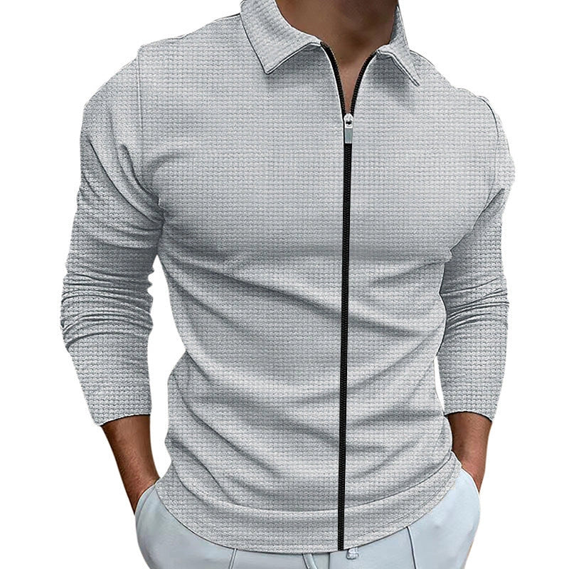 Men's waffle-style zipped lapel jacket in various colours for outdoor sports