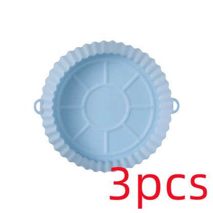 Round silicone baking tray mat for air fryer in various colours