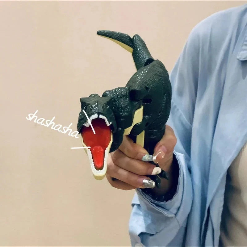 Green battery-free telescopic spring swing dinosaur toy for children