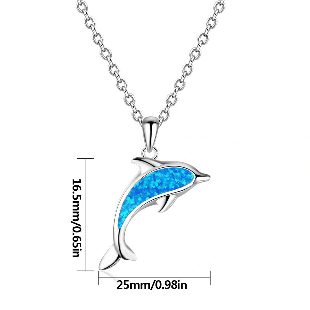 Elegant Ocean Dolphin Copper Necklace with Opal - A stylish women's jewellery piece