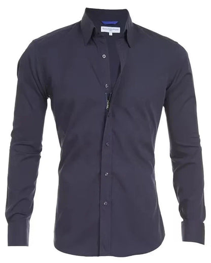 Long sleeve zip-up shirt with button and lapel details in a variety of colors