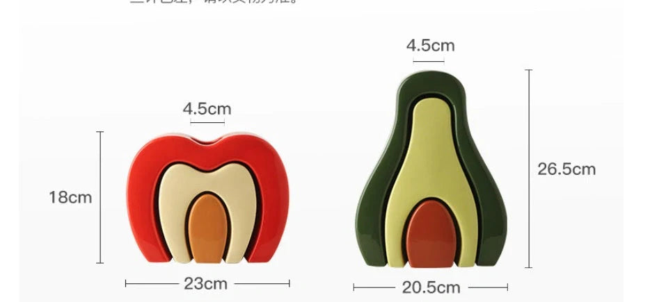 Creative Bionic Vase in white porcelain with colour glaze, featuring avocado and apple designs