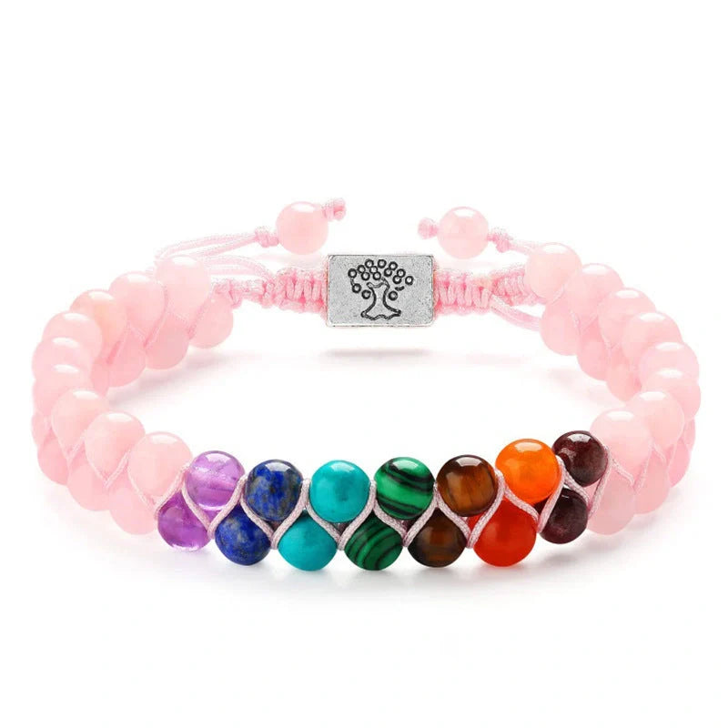 Handmade 7 Chakra Stone Bead Yoga Meditation Bracelet for women, featuring natural gemstones.