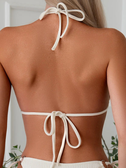Women's bandage style bikini set with side tie detail in various colours