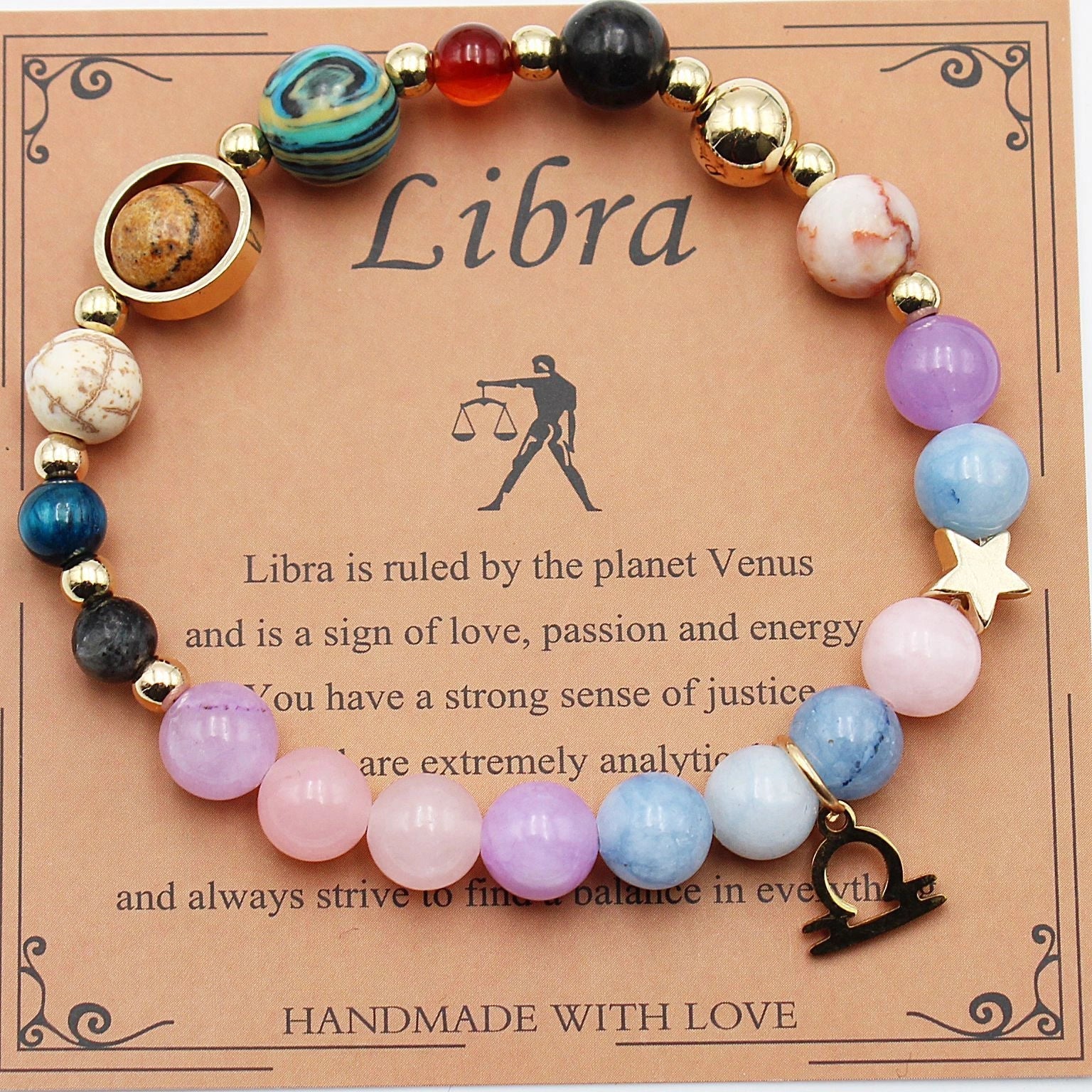 Morgan Stone Beaded Bracelet with twelve constellation designs