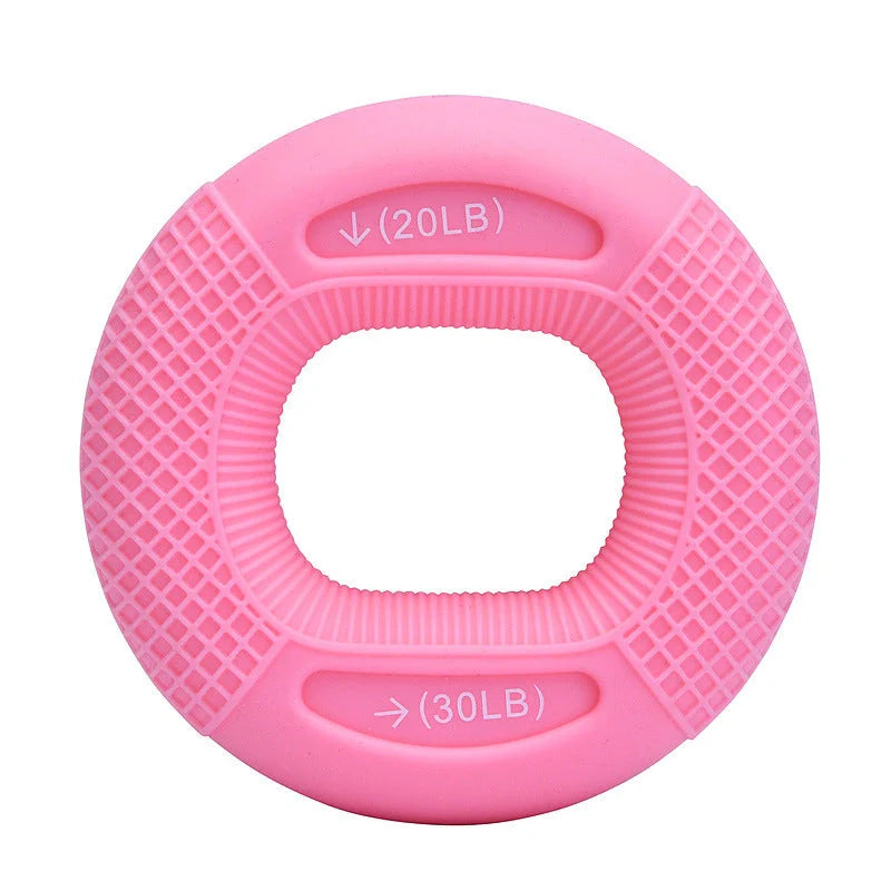 Silicone adjustable grip ring for finger and forearm training in various colours