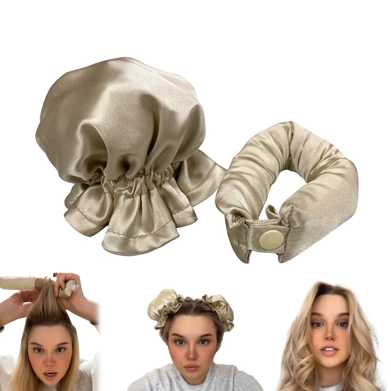 Heatless curl stick with cloth cover for safe overnight hair styling