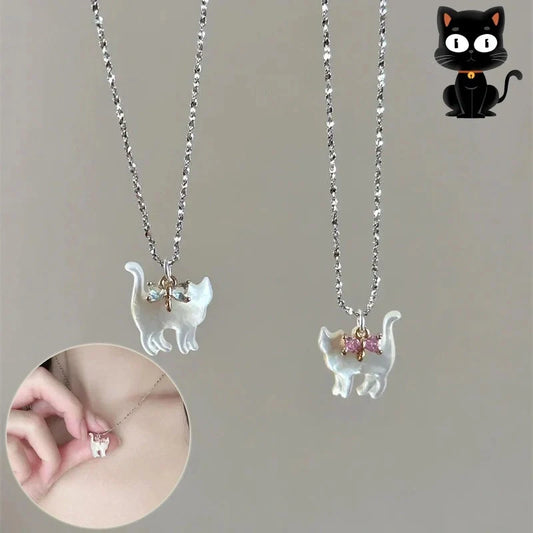 Alluring cat-themed rhinestone necklace with delicate chain and sparkling details, a stylish accessory for UK women
