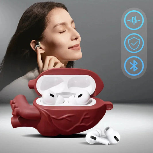 3D Heart Design Silicone Case for AirPods Pro and 3rd Generation in wine red and ivory white