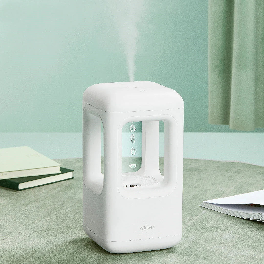 Anti-Gravity Water Drop Cool Mist Humidifier with Ambient Lighting and Whisper-Quiet Operation