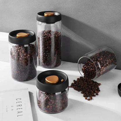 Premium glass airtight coffee canister set with vacuum seal technology for preserving freshness of coffee beans and other dry goods