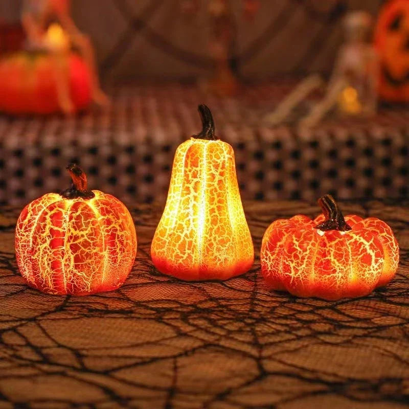 Enchanting Halloween Pumpkin Lantern with vivid pumpkin texture and warm LED lighting