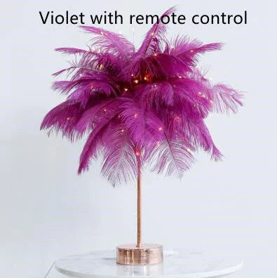 Elegant feather lamp with a vintage-inspired Scandinavian design, featuring adjustable lighting and versatile power options.