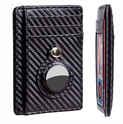 Premium leather wallet with built-in AirTag holder for secure everyday carry and item tracking