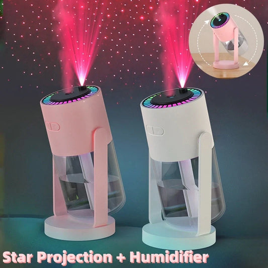 Stylish starry sky projection humidifier with LED light, creating a dreamy atmosphere while effectively enhancing indoor air quality