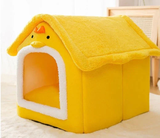 Cozy pet hideaway: Plush, foldable dog house and cat bed in various stylish designs