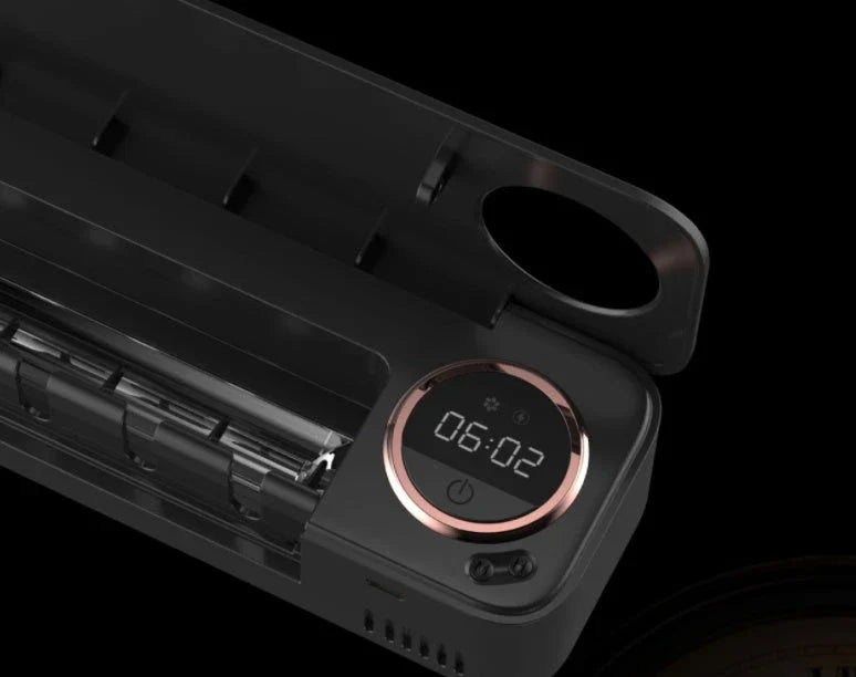Rechargeable UV Sterilizing Toothbrush Holder with LED Display and Wall-Mounted Design