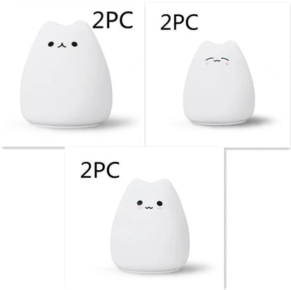Adorable cat design silicone touch sensor LED night light for children with colour-changing feature
