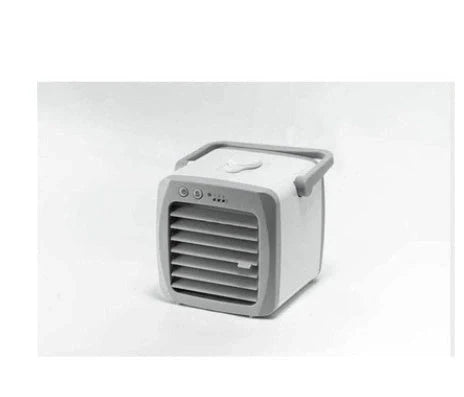 USB portable mini air cooler fan in white with ice curtain technology for personal cooling