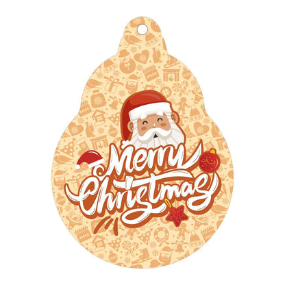 Festive car ornament hanging from rearview mirror with Christmas designs