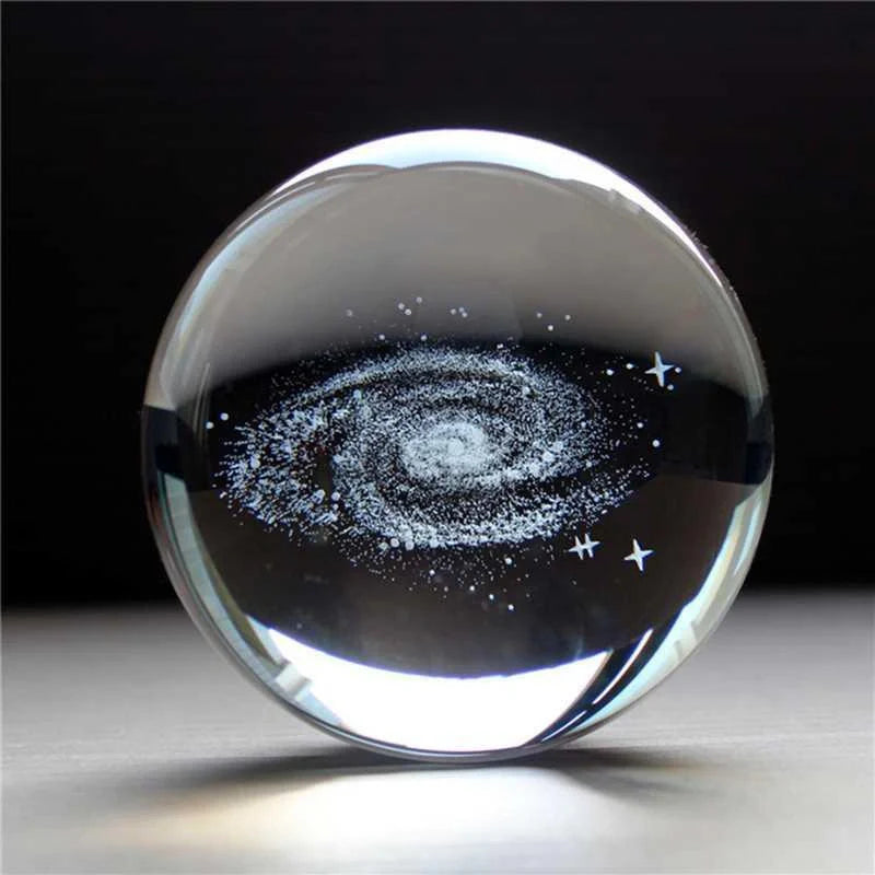 LED Music Box with luminous crystal ball showcasing Milky Way or Solar System 3D perspective