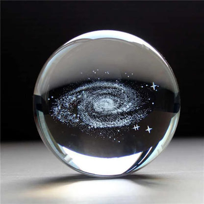 LED Music Box with luminous crystal ball showcasing Milky Way or Solar System 3D perspective
