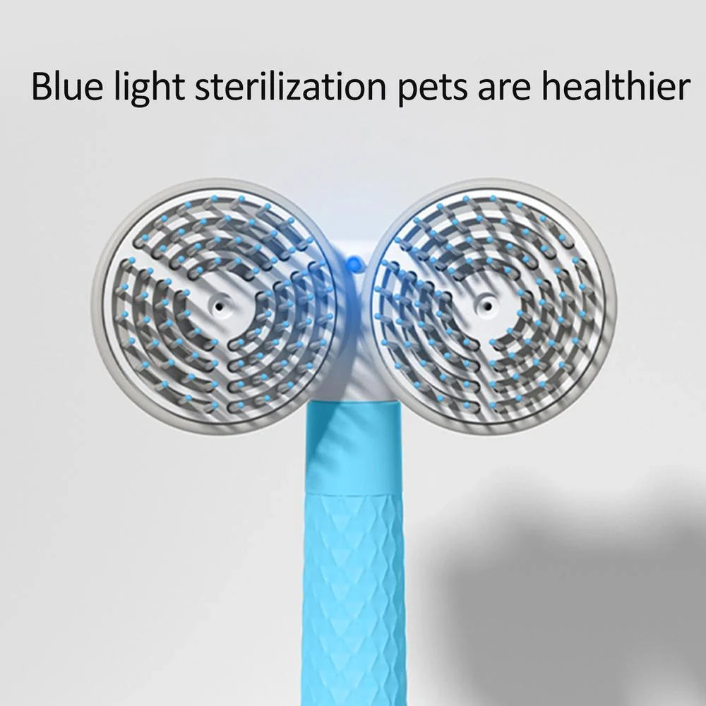 Double-headed negative ion pet brush with self-cleaning feature in various colours