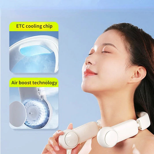 Portable Mini Neck Fan with bladeless design and USB rechargeable battery