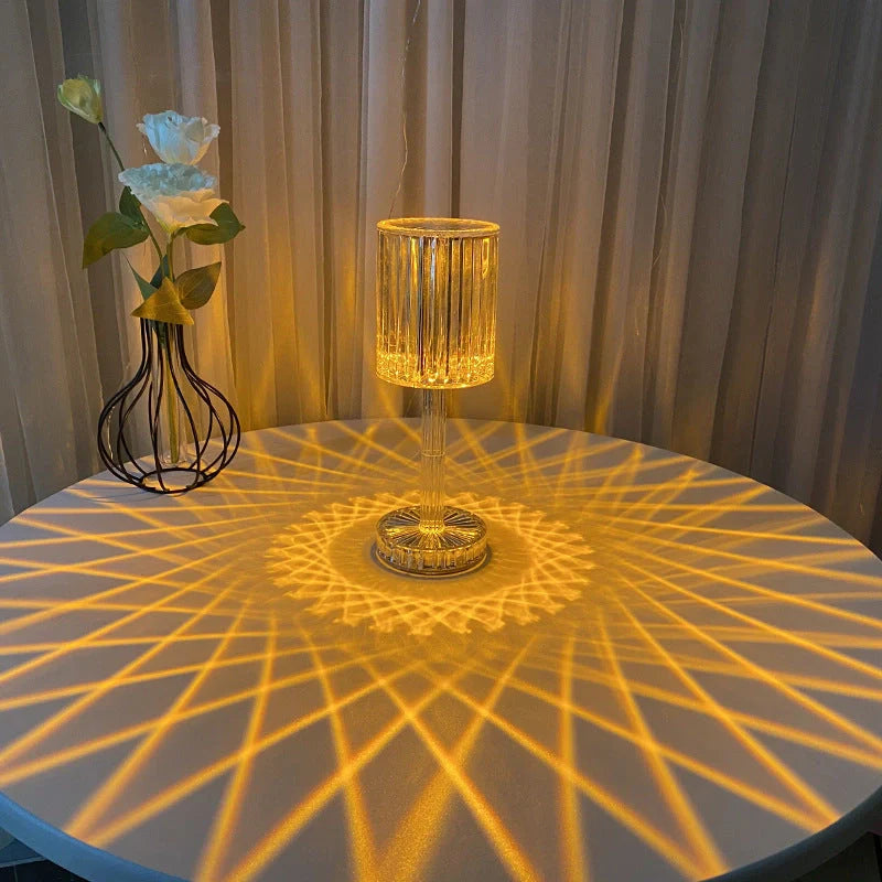 Crystal Diamond Line Atmosphere Remote Control Touch Night Light on a bedside table