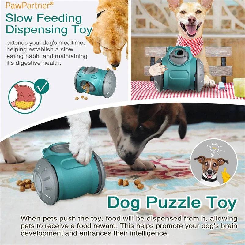 Interactive Dog Tumbler Toy in red, green, pink for small to medium pets