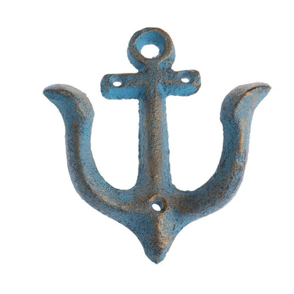 Industrial-style wrought iron wall hook with multiple rows for hanging coats and bags