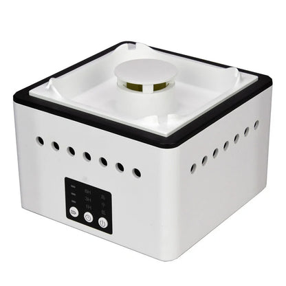 Mini ashtray air purifier in ceramic white, black, and blue with negative ion technology
