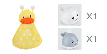 Electric induction whale spray toy for baby bath time with automatic water spray and lights