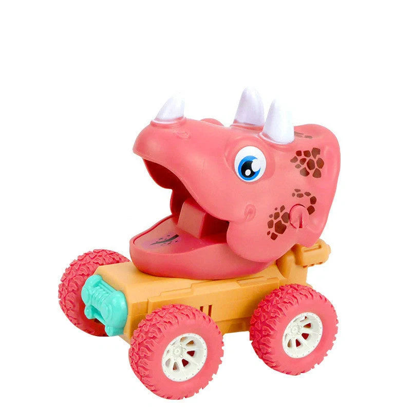 Dinosaur and animal themed push and slide toy car for kids, encouraging active play and imagination.