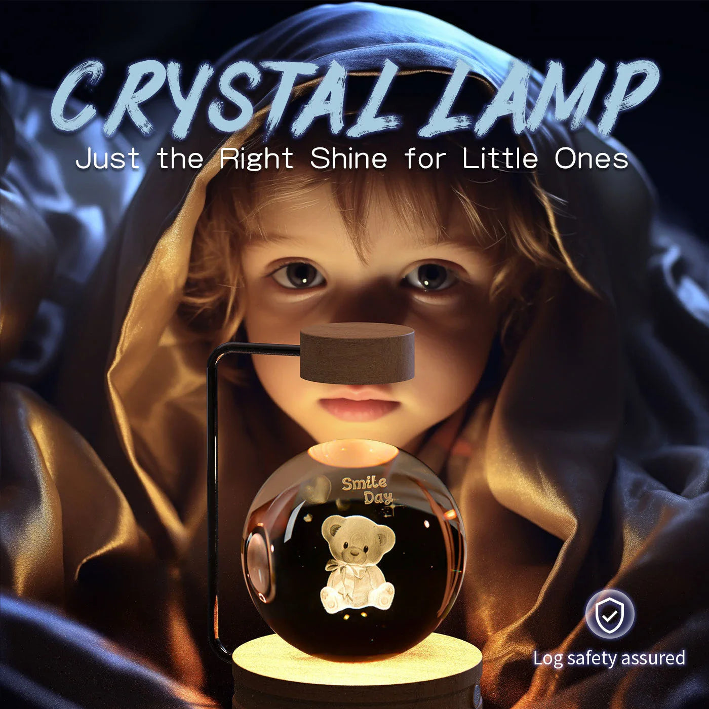 Enchanting crystal ball night light with cosmic designs, creating a warm and soothing ambiance in any room.