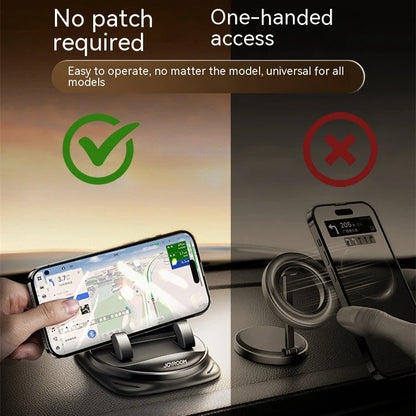 Secure Car Phone Mount with Reusable Silicone Pad for Dashboard, Adjustable 360-degree Rotation, Magnetic Charging Cable