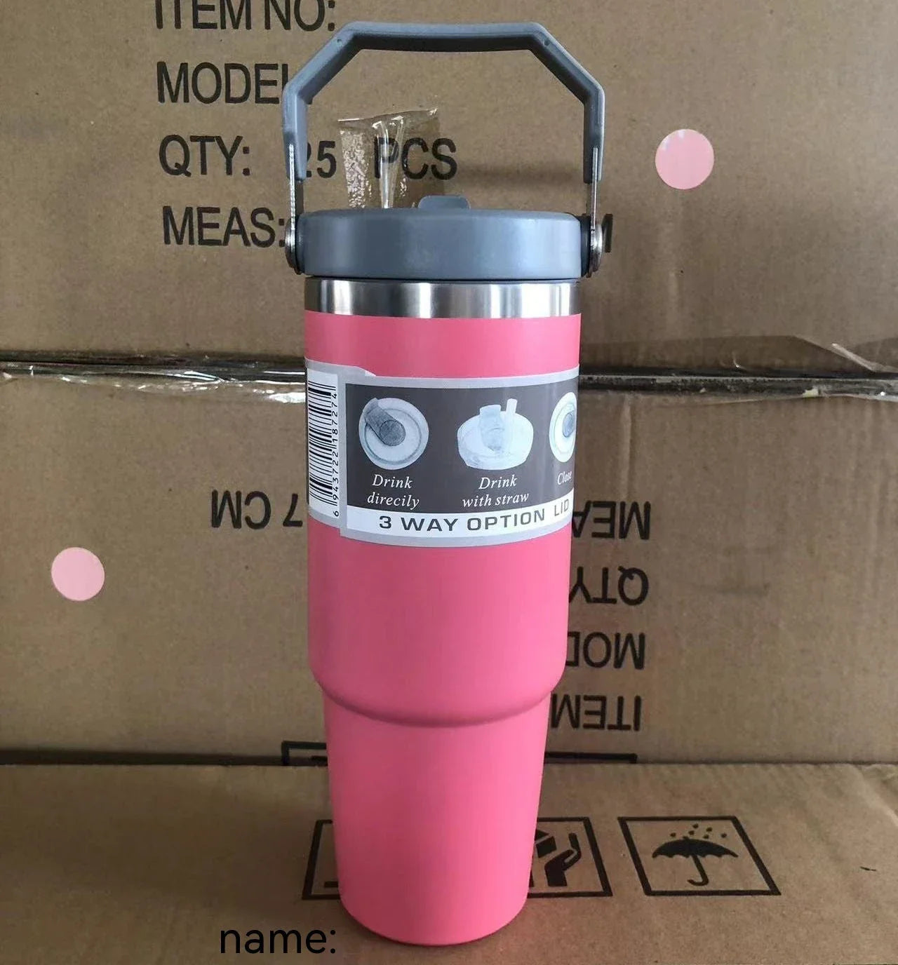 Stainless steel insulated tumbler with handle, available in multiple colors and sizes, designed to keep drinks hot or cold for hours.
