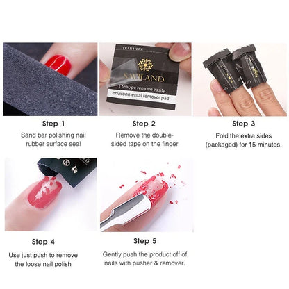 Nail polish remover wraps with self-contained cotton for quick and easy polish removal